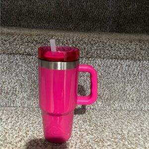 Pink Travel Mug with Straw